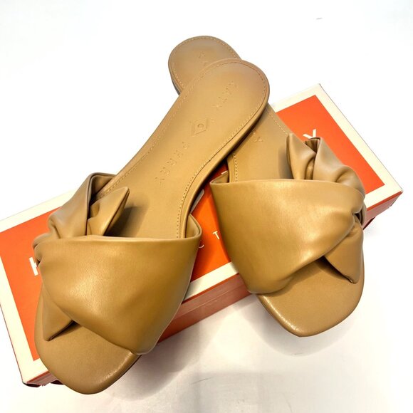 Katy Perry Shoes - Katy Perry Halie Bow Sandals Brown Slip On Flat Sandals Size 10